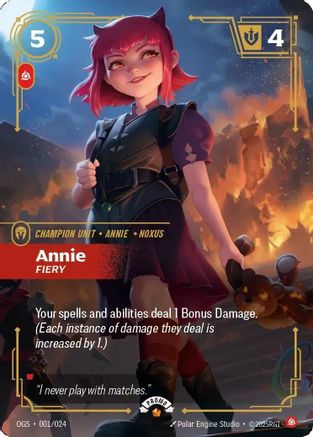 Annie - Fiery (001/024) - Riftbound Organized Play Promotional Cards Foil