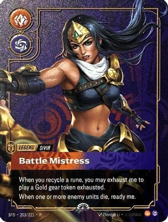Sivir - Battle Mistress (Metal) (203/221) - Riftbound Organized Play Promotional Cards Foil