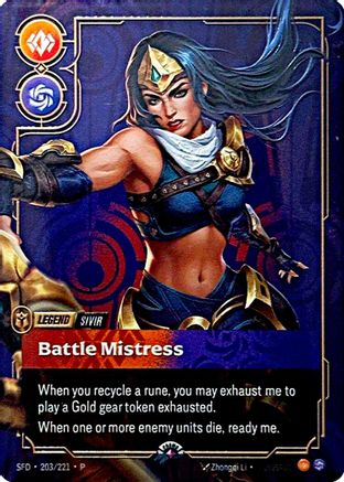 Sivir - Battle Mistress (Metal) (Prize Wall) (203/221) - Riftbound Organized Play Promotional Cards