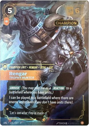 Rengar - Trophy Hunter (Champion) (120/219) - Riftbound Organized Play Promotional Cards Foil