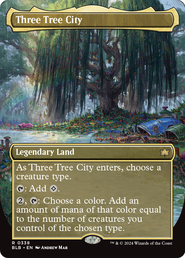 Three Tree City (Borderless) (BLB-338) [Bloomburrow] Foil