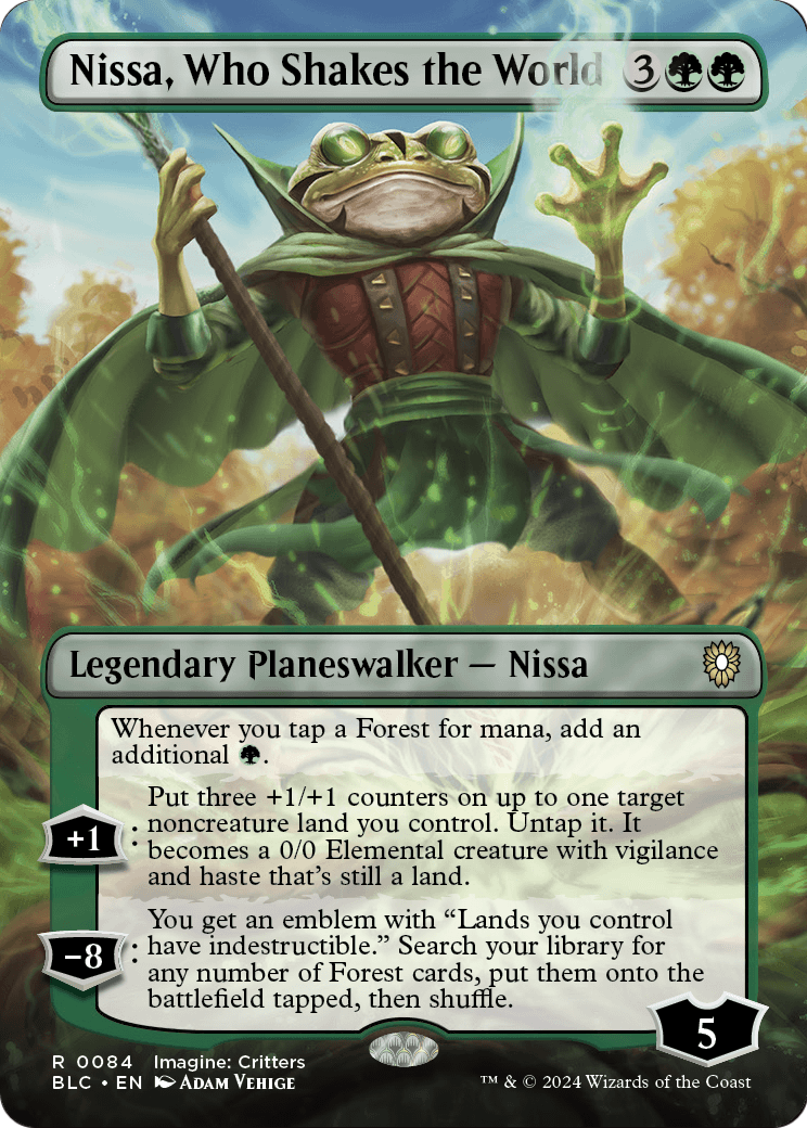 Nissa, Who Shakes the World (Borderless) (BLC-084) [Bloomburrow Commander]