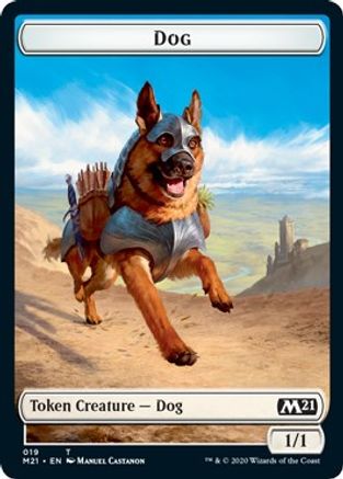 Dog // Weird Double-sided Token (M21-019) [Core Set 2021] Foil
