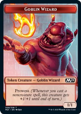 Goblin Wizard // Knight Double-sided Token (M21-008) [Core Set 2021] Foil