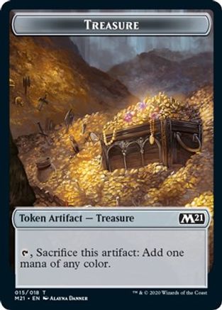 Treasure // Zombie Double-sided Token (M21-015) [Core Set 2021] Foil