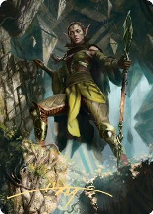 Nissa of Shadowed Boughs Art Card (5/81) (Gold-Stamped Signature) (ASZNR-005) [Art Series: Zendikar Rising]