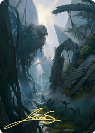 Swamp Art Card (14/81) (Gold-Stamped Signature) (ASZNR-014) [Art Series: Zendikar Rising]