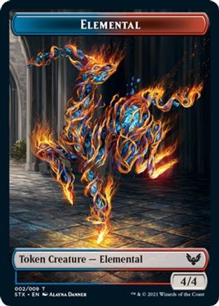 Elemental (2) // Treasure (7) Double-Sided Token (STX-2 // 7) [Strixhaven: School of Mages]
