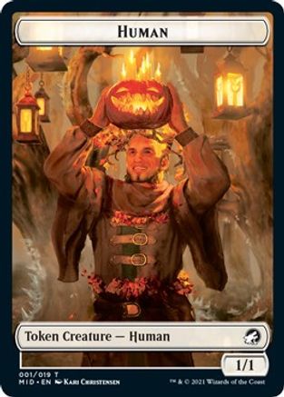 Human // Zombie (015) Double-Sided Token (MID-1 // 15) [Innistrad: Midnight Hunt] Foil
