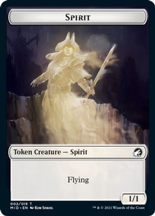 Spirit // Beast Double-Sided Token (MID-2 // 8) [Innistrad: Midnight Hunt] Foil