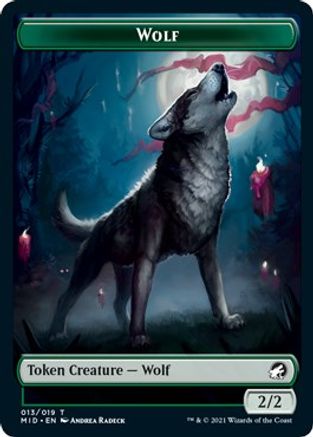 Wolf // Devil Double-Sided Token (MID-13 // 6) [Innistrad: Midnight Hunt] Foil