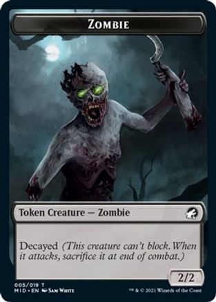 Zombie (005) // Insect Double-Sided Token (MID-5 // 9) [Innistrad: Midnight Hunt] Foil