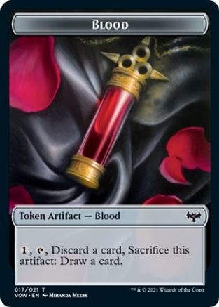 Blood // Human Soldier Double-Sided Token (VOW-17 // 15) [Innistrad: Crimson Vow] Foil