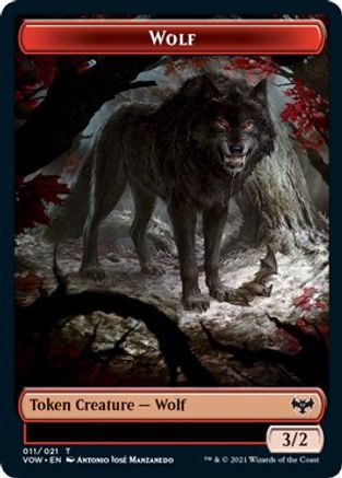 Wolf (011) // Treasure Double-Sided Token (VOW-11 // 18) [Innistrad: Crimson Vow] Foil