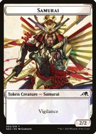 Samurai (003) // Tamiyo's Notebook (016) Double-sided Token (NEO-3 // 16) [Kamigawa: Neon Dynasty] Foil