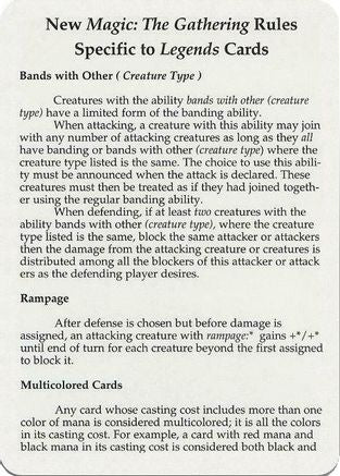 Legends Rules Card [Legends]