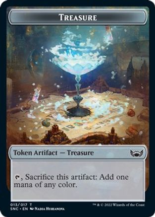 Treasure (013) // Rhino Warrior Double-Sided Token (SNC-13 // 11) [Streets of New Capenna] Foil