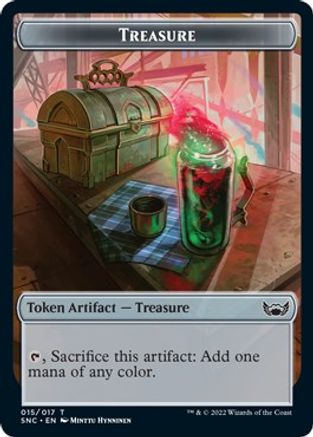 Treasure (015) // Spirit Double-Sided Token (SNC-15 // 3) [Streets of New Capenna] Foil