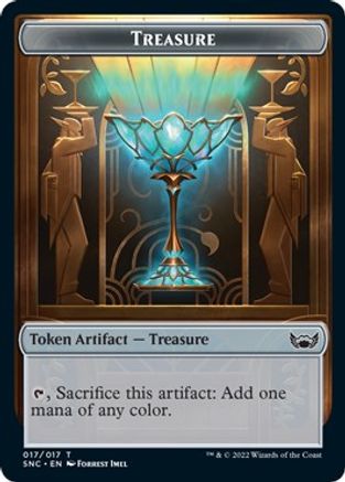 Treasure (017) // Rhino Warrior Double-Sided Token (SNC-17 // 11) [Streets of New Capenna] Foil