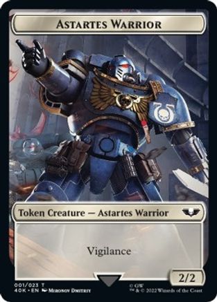 Astartes Warrior (001) // Clue Double-sided Token (Surge Foil) [Universes Beyond: Warhammer 40,000] Foil