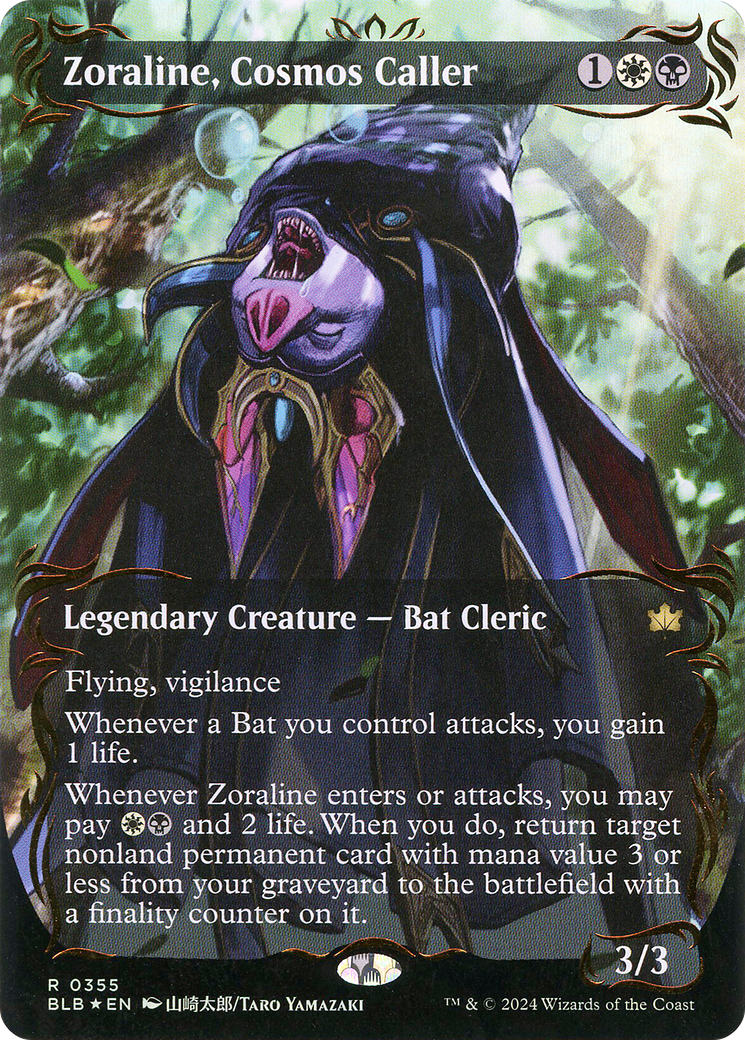 Zoraline, Cosmos Caller (Borderless) (Raised Foil) (BLB-355) (Showcase) [Bloomburrow] Foil