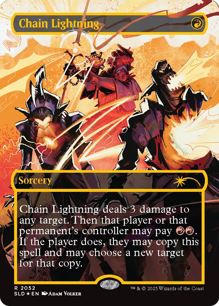 Chain Lightning (SLD-2052) (Raised Foil) (Borderless) [Secret Lair Drop] Foil