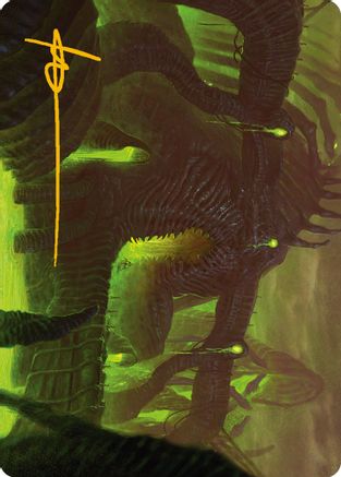 The Dross Pits Art Card (Gold-Stamped Signature) (ASONE-058) [Art Series: Phyrexia: All Will Be One]