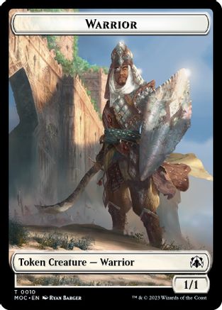 Warrior // Emblem - Elspeth, Sun's Champion Double-sided Token (MOC-10 // 43) [Commander: March of the Machine]
