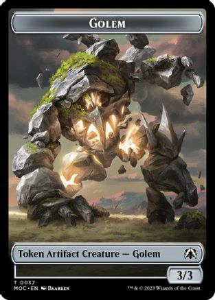 Golem // Clue Double-sided Token (MOC-37 // 33) [Commander: March of the Machine]