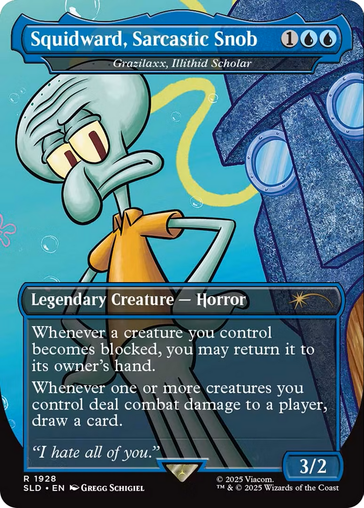 Squidward, Sarcastic Snob - Grazilaxx, Illithid Scholar (SLD-1928) (Borderless) [Secret Lair Drop]