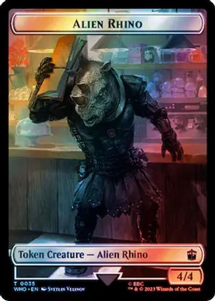 Alien Rhino // Treasure (0061) Double-Sided Token (Surge Foil) (WHO-35 // 61) [Universes Beyond: Doctor Who] Foil
