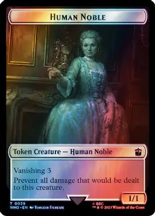 Human Noble // Treasure (0063) Double-Sided Token (Surge Foil) (WHO-39 // 63) [Universes Beyond: Doctor Who] Foil