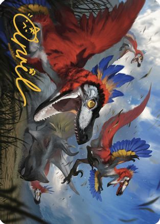 Wrathful Raptors Art Card (Gold-Stamped Signature) (ASLCI-077) [Art Series: The Lost Caverns of Ixalan]