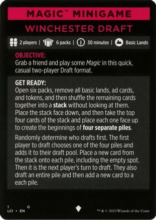 Magic Minigame: Winchester Draft (LCI-001) [The Lost Caverns of Ixalan]