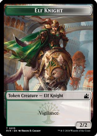 Elf Knight // Angel (0002) Double-Sided Token (RVR-15 // 2) [Ravnica Remastered] Foil