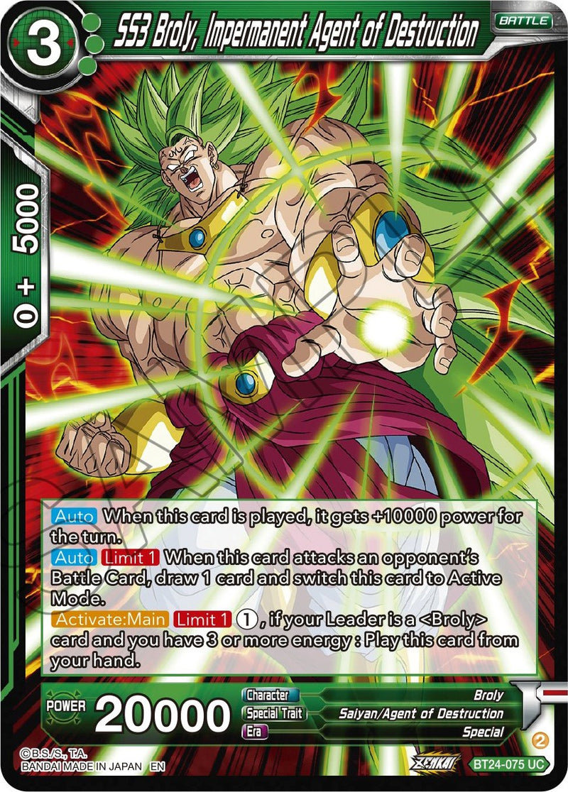 SS3 Broly, Impermanent Agent of Destruction (BT24-075) [Beyond Generations]