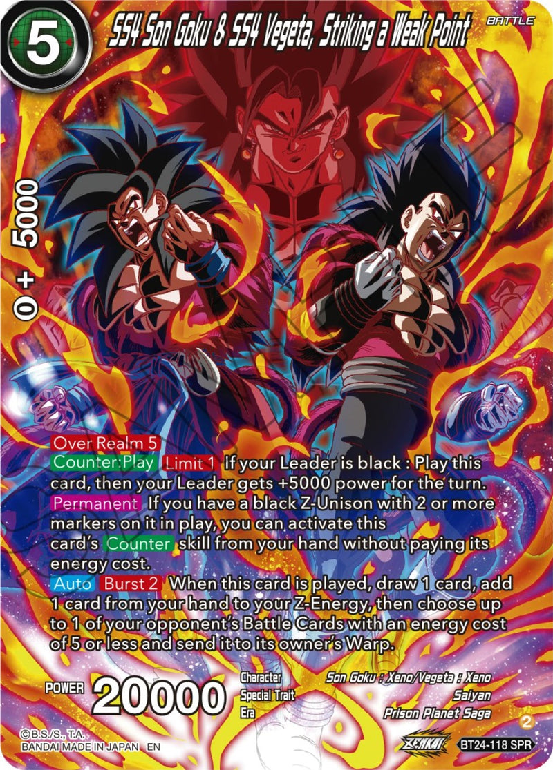 SS4 Son Goku & SS4 Vegeta, Striking a Weak Point (SPR) (BT24-118) [Beyond Generations]