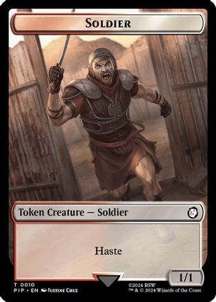 Soldier (0010) // Warrior Double-Sided Token (PIP-10 // 5) [Universes Beyond: Fallout]