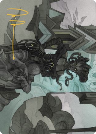 Vraska Joins Up Art Card (Gold-Stamped Signature) (ASOTJ-034) [Art Series: Outlaws of Thunder Junction]
