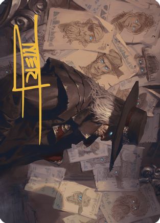 Lazav, Familiar Stranger Art Card (Gold-Stamped Signature) (ASOTJ-025) [Art Series: Outlaws of Thunder Junction]