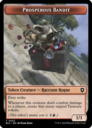 Prosperous Bandit // Treasure Double-Sided Token (BLC-23 // 29) [Commander: Bloomburrow]