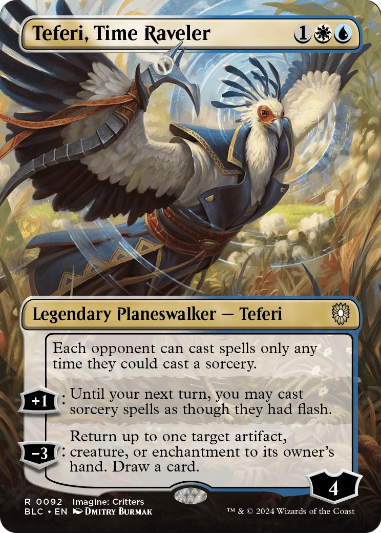 Teferi, Time Raveler (Borderless) (BLC-092) [Bloomburrow Commander] Foil