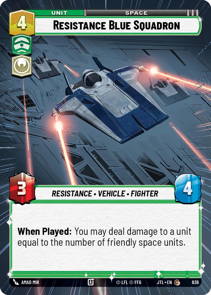 Resistance Blue Squadron (836) (Hyperspace Foil) (836) [Jump to Lightspeed]