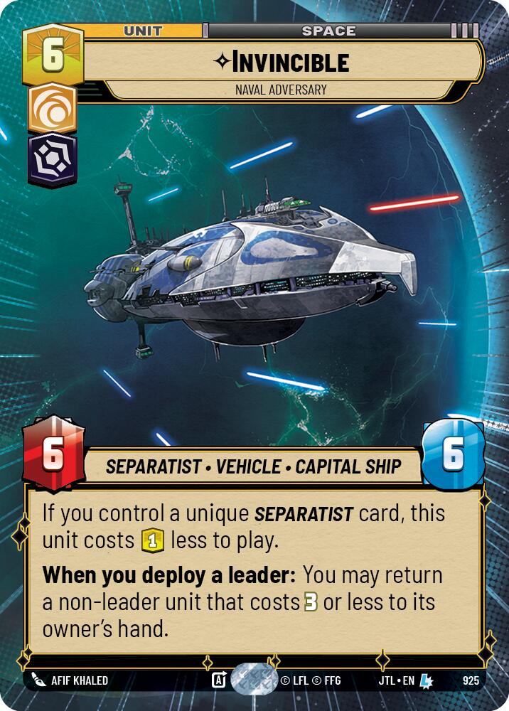 Invincible - Naval Adversary (925) (Hyperspace Foil) (925) [Jump to Lightspeed]