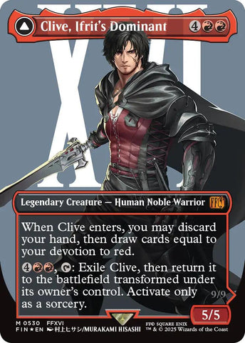 Clive, Ifrit's Dominant // Ifrit, Warden of Inferno (Borderless) (Surge Foil) [FINAL FANTASY]