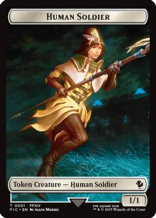 Human Soldier // Hero (0032) Double-Sided Token (Surge Foil) (FIC-1 // 32) [Commander: FINAL FANTASY] Foil