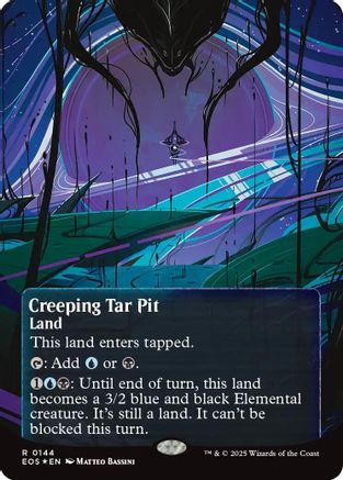 Creeping Tar Pit (EOS-144) (Borderless) (Galaxy Foil) [Edge of Eternities: Stellar Sights] Foil