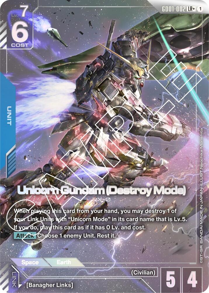 GD01-002: Unicorn Gundam (Destroy Mode) - Unit - Blue - Legendary Rare+