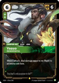 Origins : Yasuo - Remorseful (Alternate Art) - 076a/298 - Foil - Showcase - Champion Unit