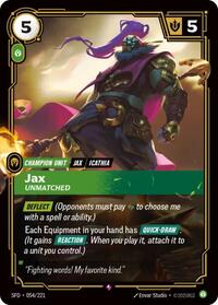 Spiritforged : Jax - Unmatched - 054/221 - Foil - Rare - Champion Unit